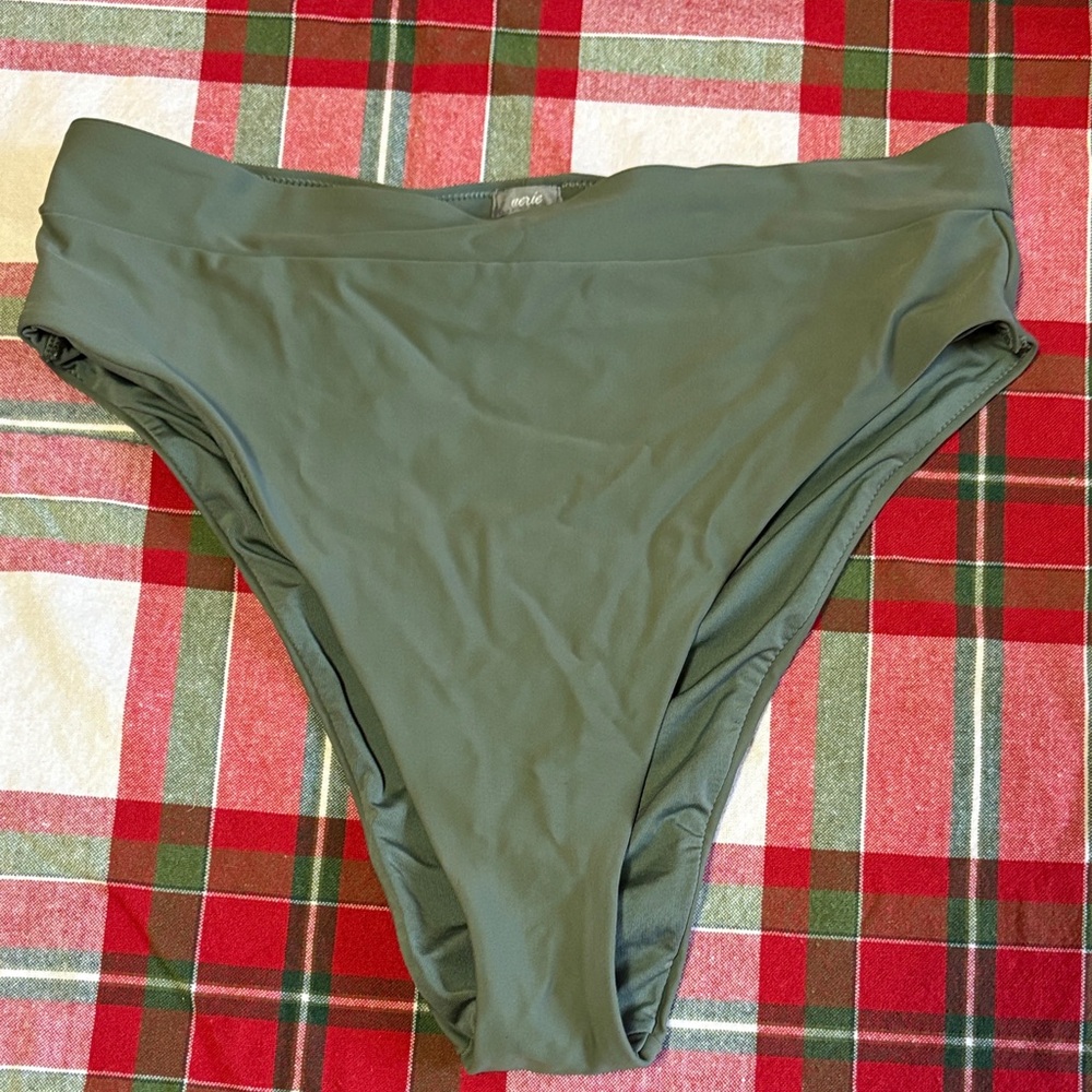 Aerie Olive Green High-Waist Bikini Bottoms - Cheeky - Size Large